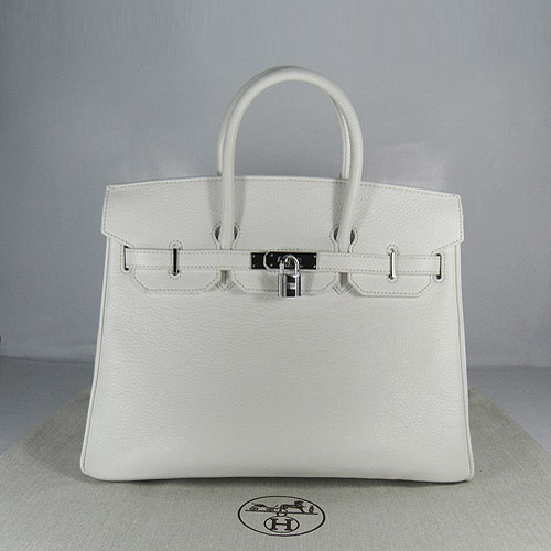 High Quality Fake Hermes Birkin 35CM Togo Leather Bag White 6089 - Click Image to Close